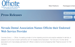 Nevada Dental Association Names Officite their Endorsed Web Service Provider -PR